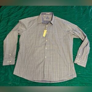 David Alexander Blue Plaid Cotton Button Down NWT